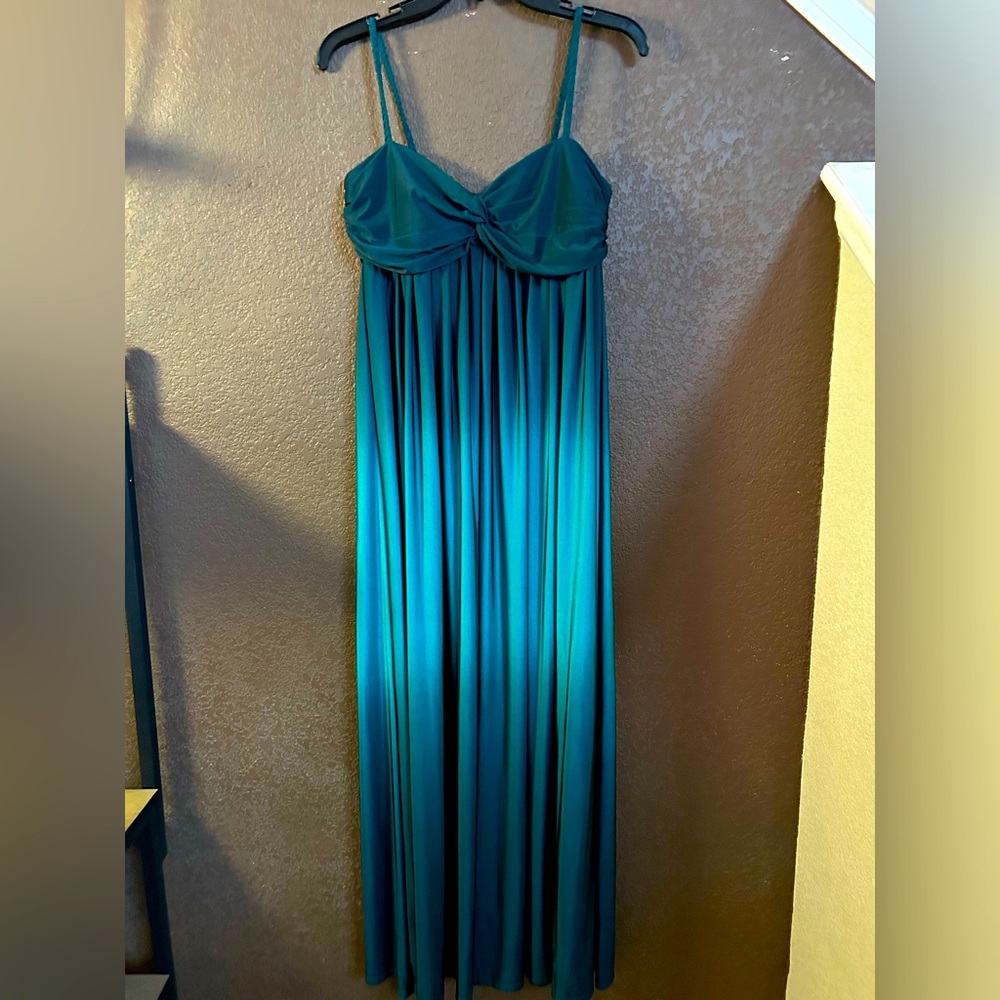Bijou Bijou Teal Ombre Maxi Dress Elegant Wedding Guest